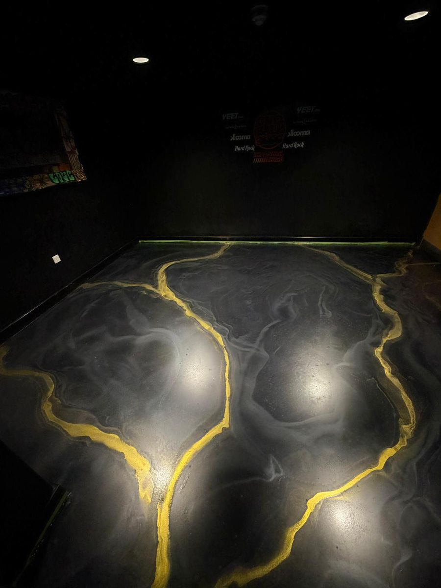 Black and Gold Hospitality Floor, commercial · metallic resin floor by Atelier Resin